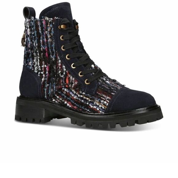 Kurt Geiger London Kensington Tweed Lug Sole Combat Booties Boot women size 6 - Picture 2 of 12